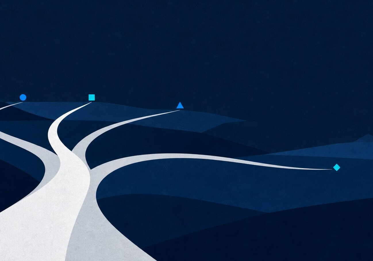 Four diverging paths illustrating which computer you should buy
