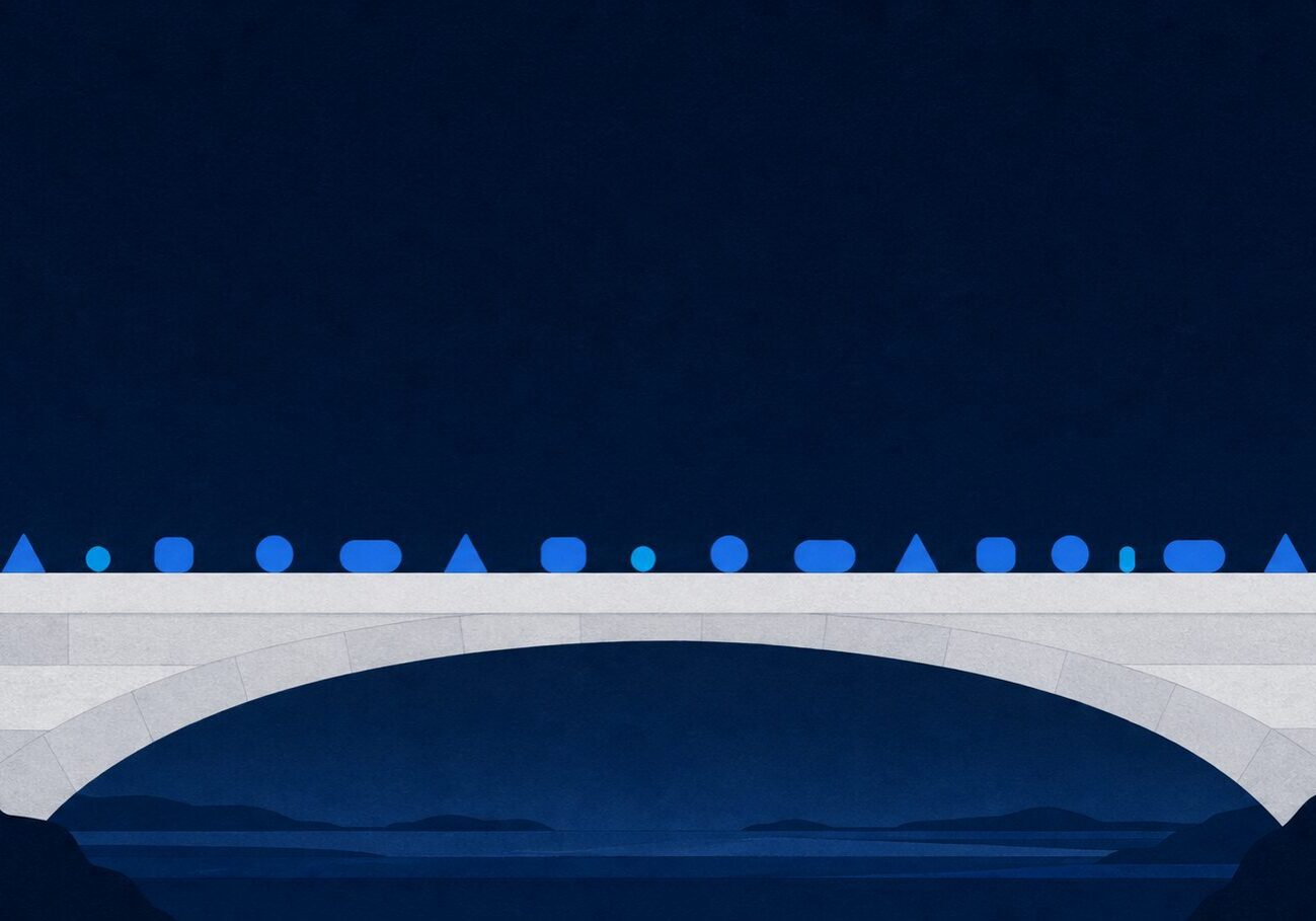 A plain sturdy bridge carrying steady traffic, representing the practical Microsoft ecosystem